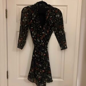 Madewell black floral wrap dress